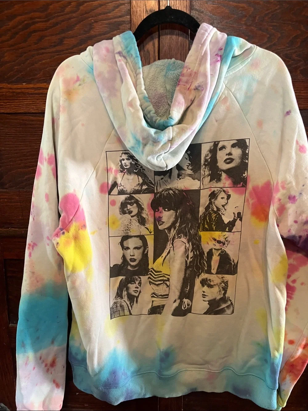 Taylor Swift Tie-Dye Hoodie in Pink, Yellow, Blue, Purple